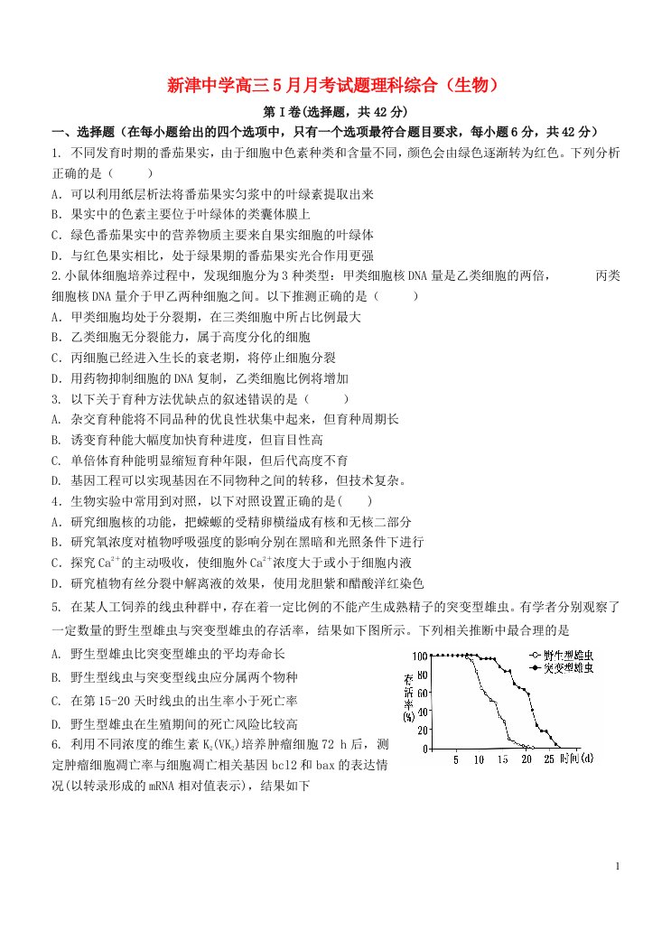 四川省新津中学高三生物考前最后模拟试题