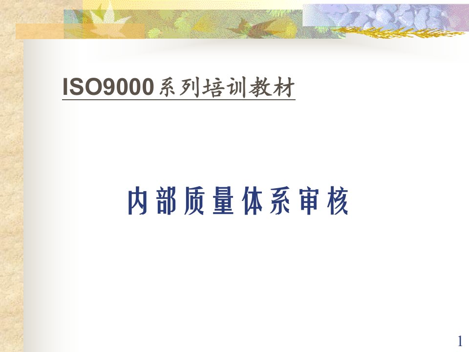 ISO9000系列培训教材内部质量体系审核