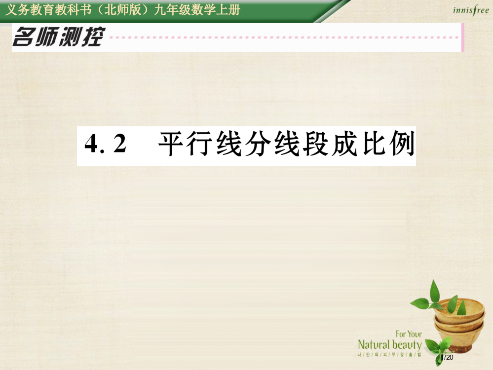 九年级数学上册第四章4.2平行线分线段成比例省公开课一等奖新名师优质课获奖PPT课件