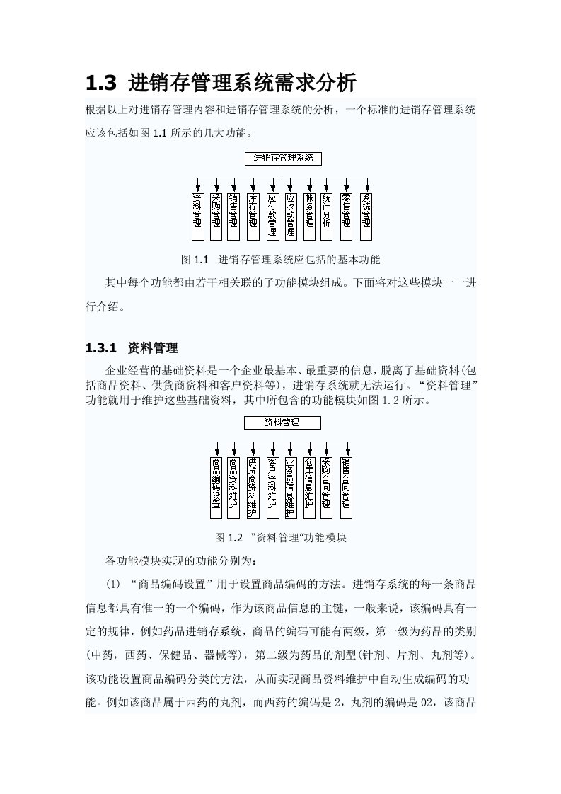 推荐-需求分析范文进销存系统