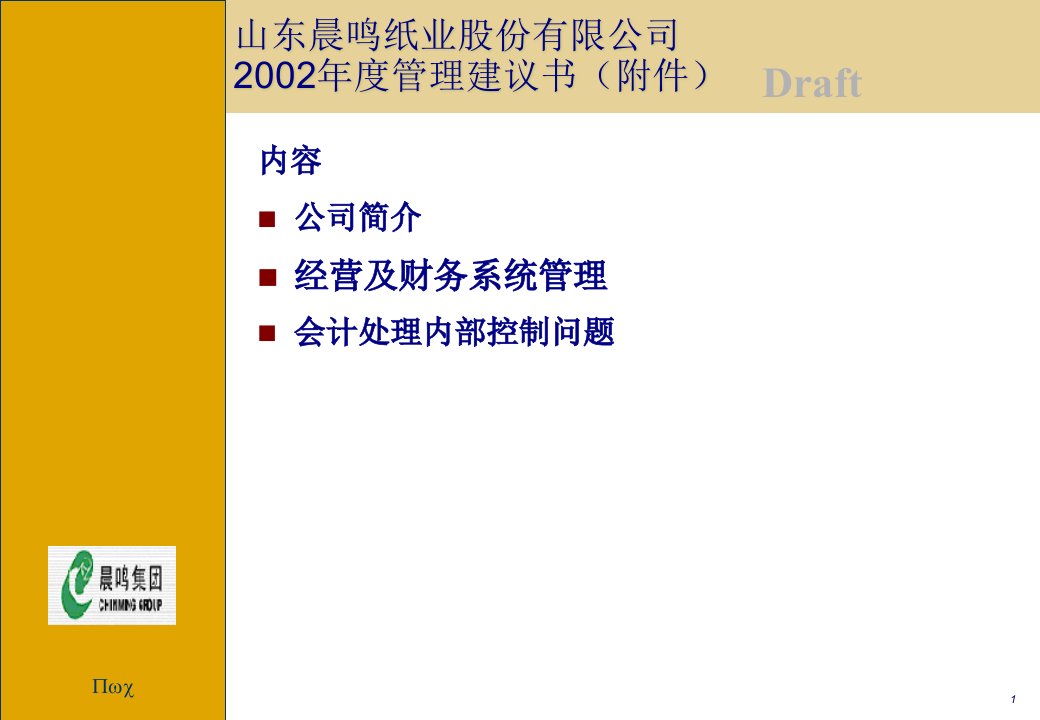 某咨询山东晨鸣纸业财务管理及内控管理建议书99页PPT