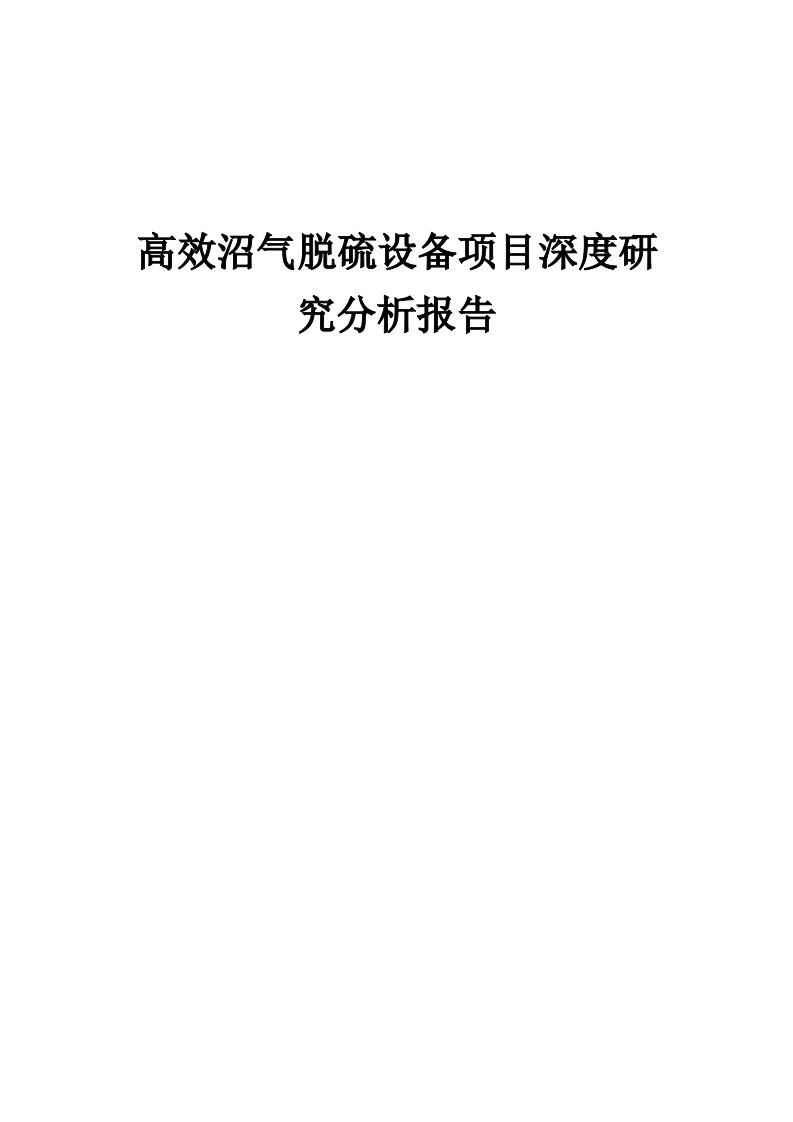 2024年高效沼气脱硫设备项目深度研究分析报告