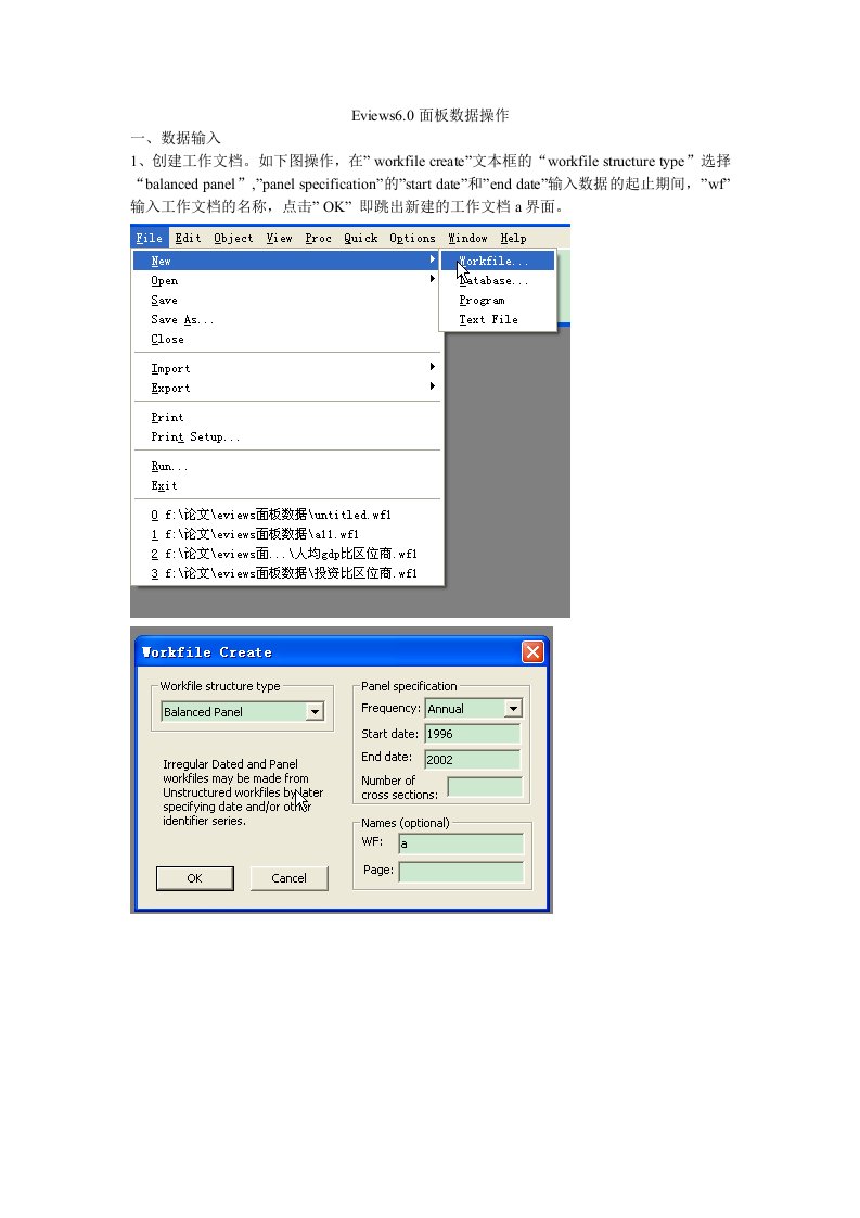 eviews6.0面板数据操作指南