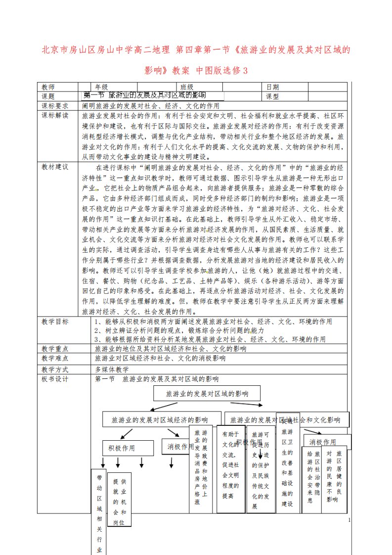 北京市房山区房山中学高二地理