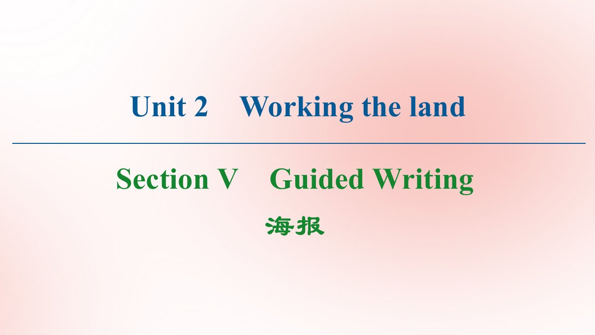 高中英语Unit2WorkingthelandSectionⅤGuidedWriting海报课件新人教版必修4