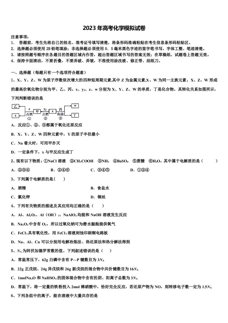 北京市东城区第二中2023届高三下学期第五次调研考试化学试题含解析