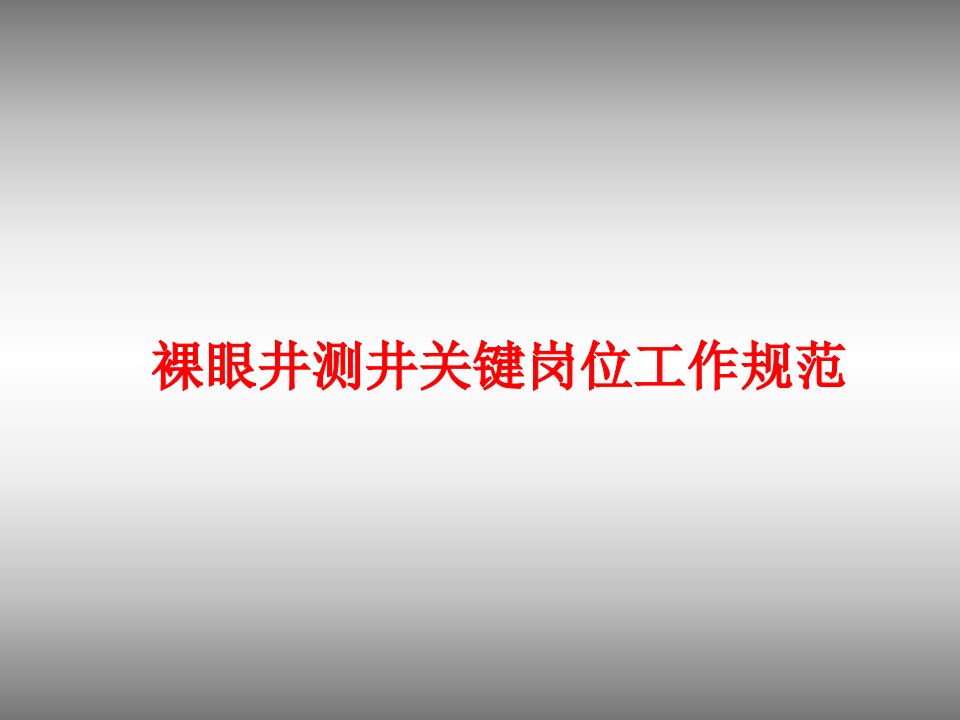 裸眼井测井关键岗位工作规范