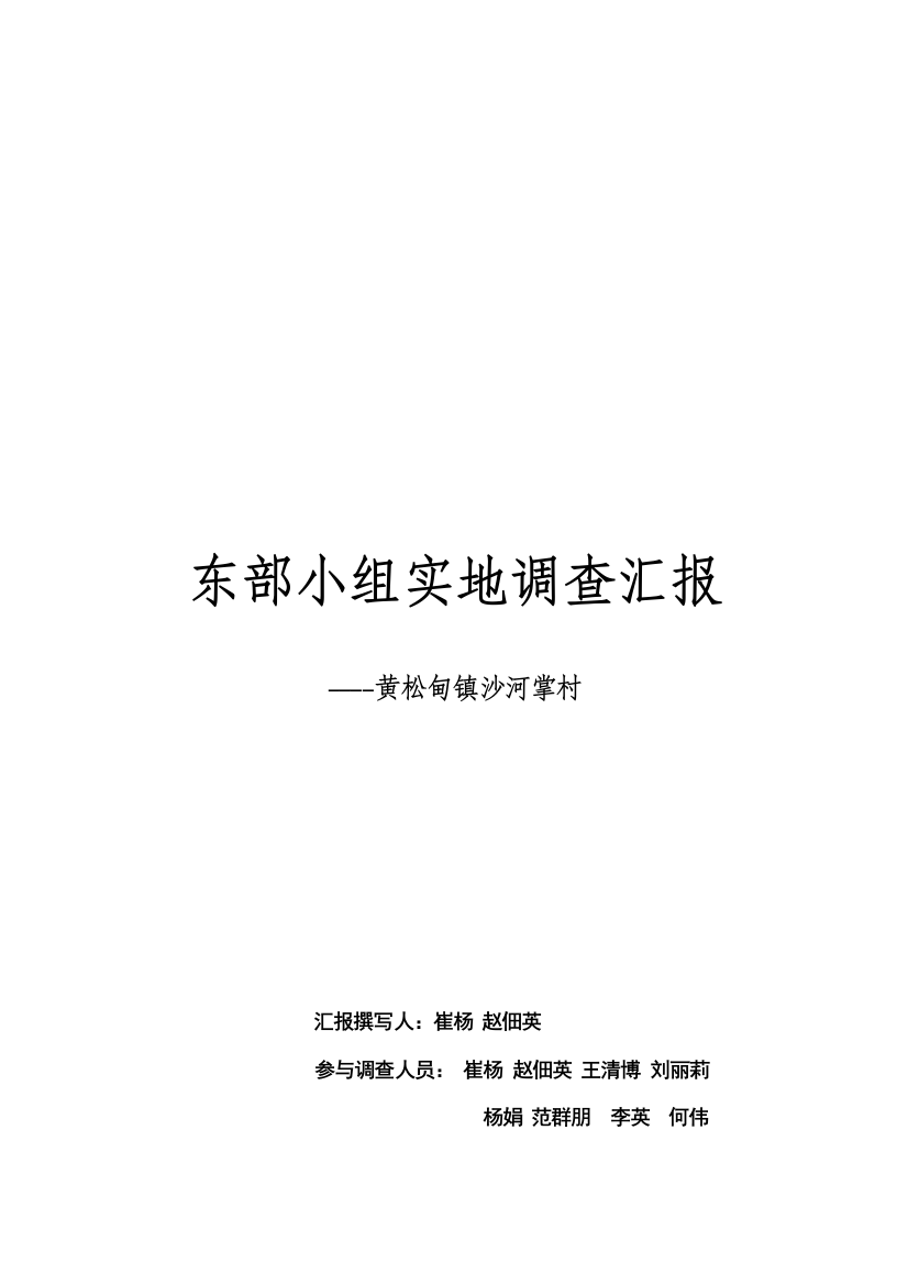 黄松甸镇沙河掌村实地调查报告样本
