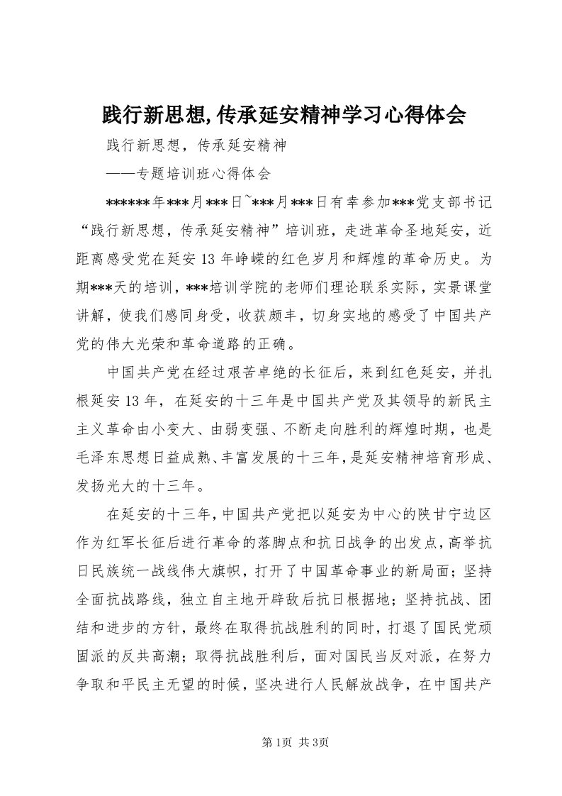 3践行新思想,传承延安精神学习心得体会