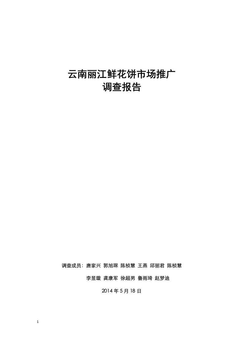 云南丽江鲜花饼市场推广调查报告幻灯片资料