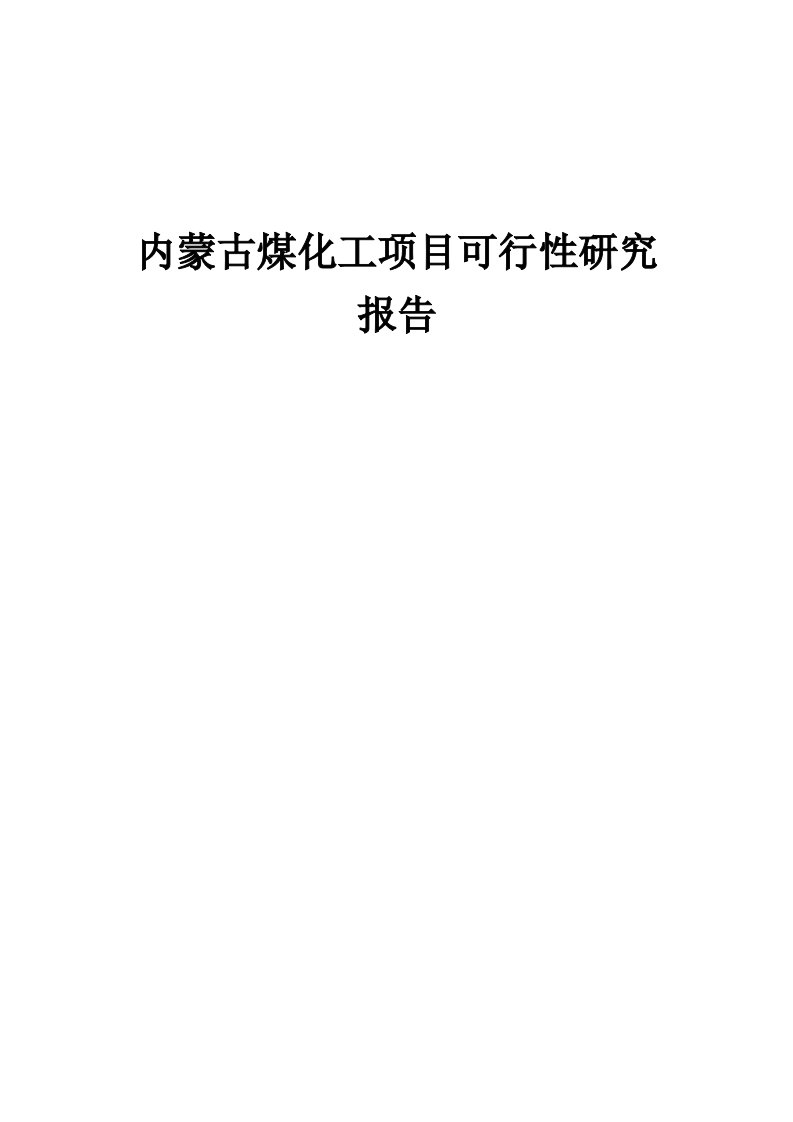 内蒙古煤化工项目可行性研究报告