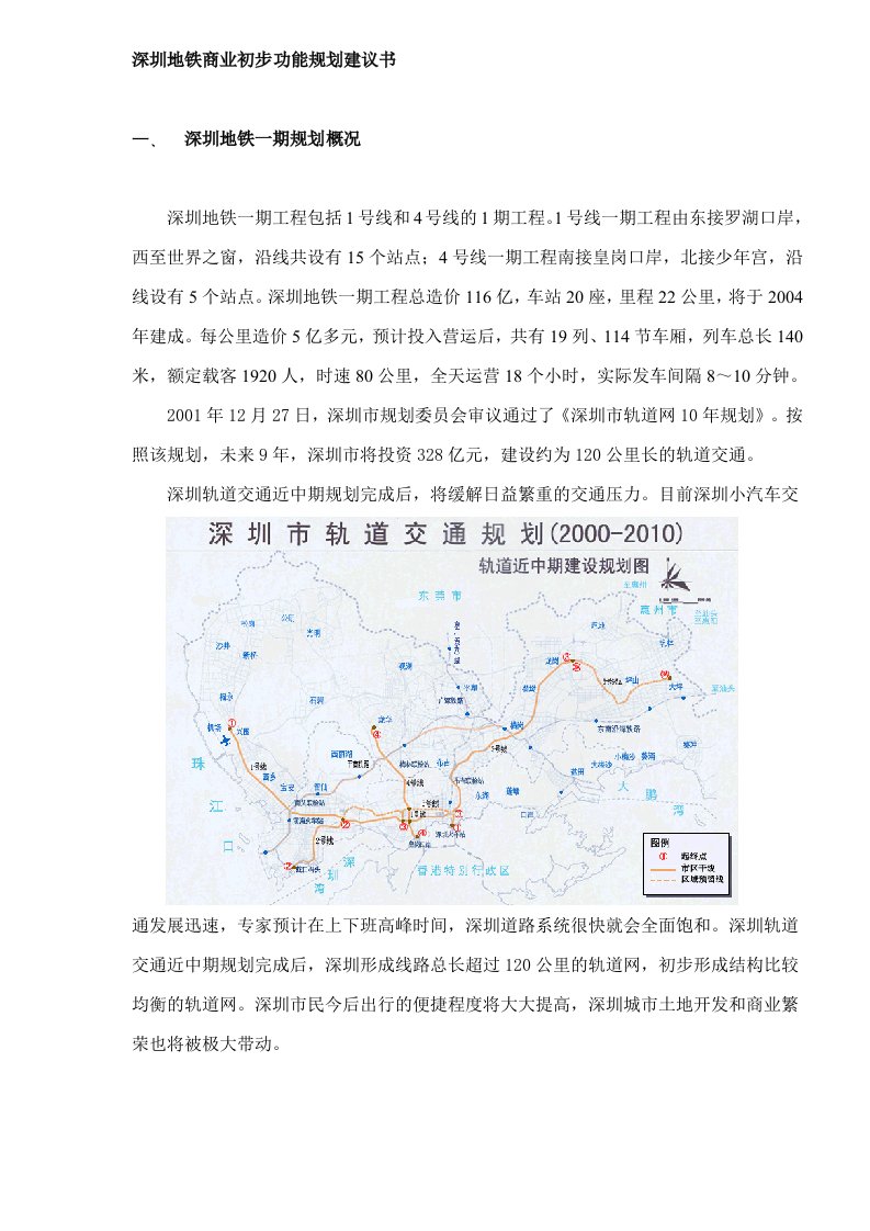 某地铁商业初步功能规划建议书