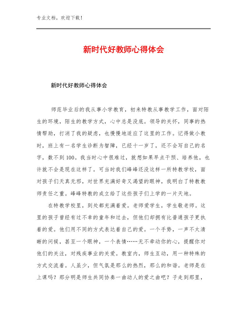 新时代好教师心得体会优选例文10篇