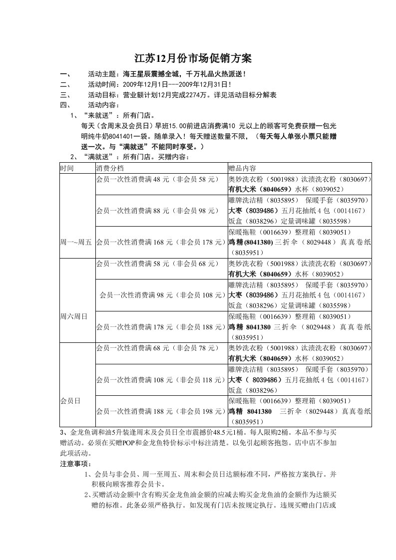 海王星晨12月份促销方案