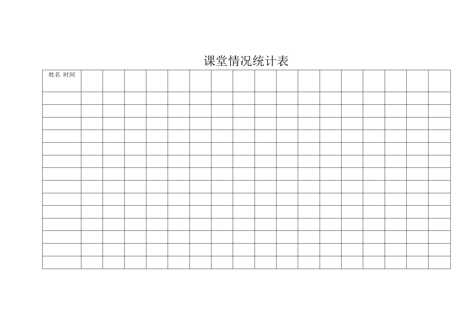 课堂情况统计表模板