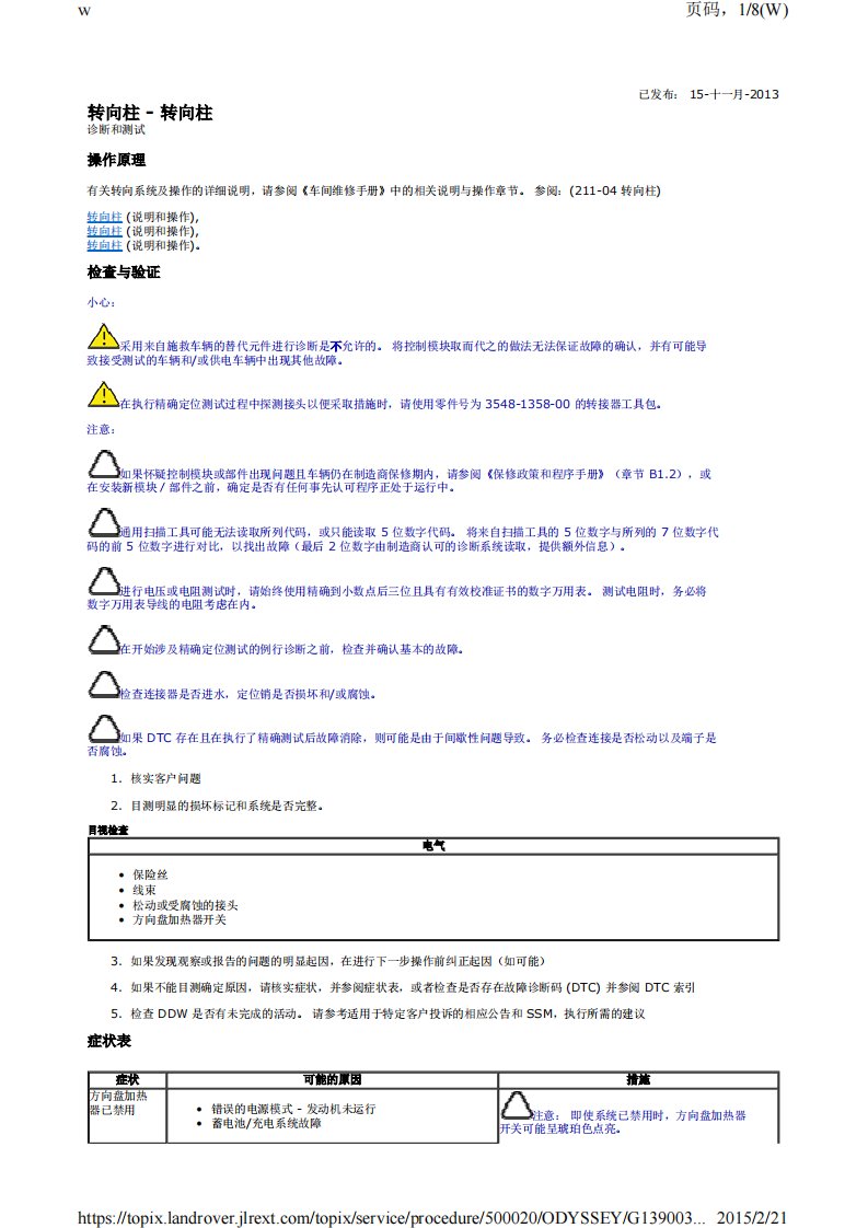 2015路虎发现神行转向柱