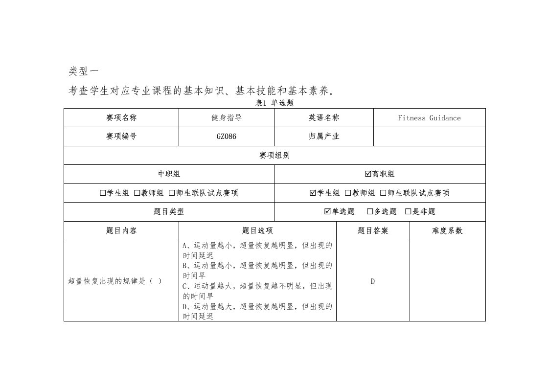 2023年河北省职业院校高职组健身指导赛项-GZ086