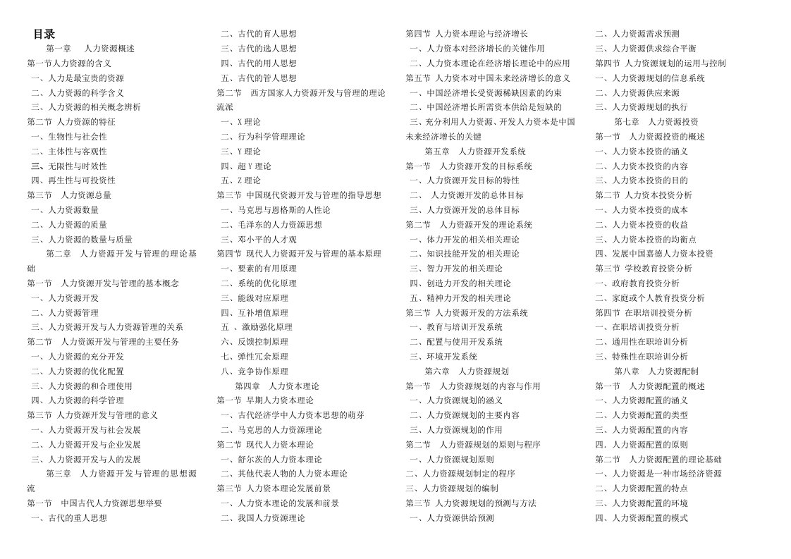 考必过06093人力资源开发与管理重点