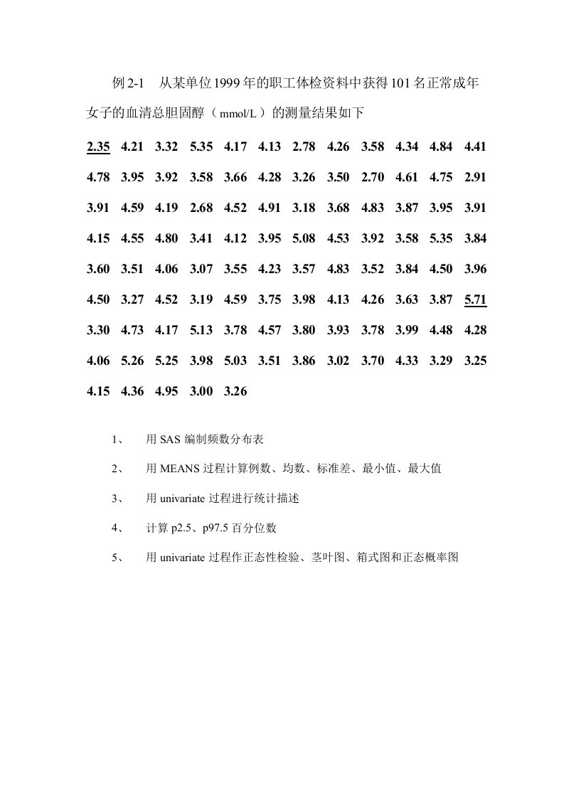 《医学统计学SAS》实习例题