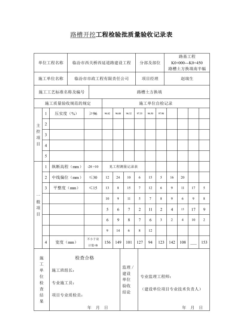 工程检验批质量验收记录表