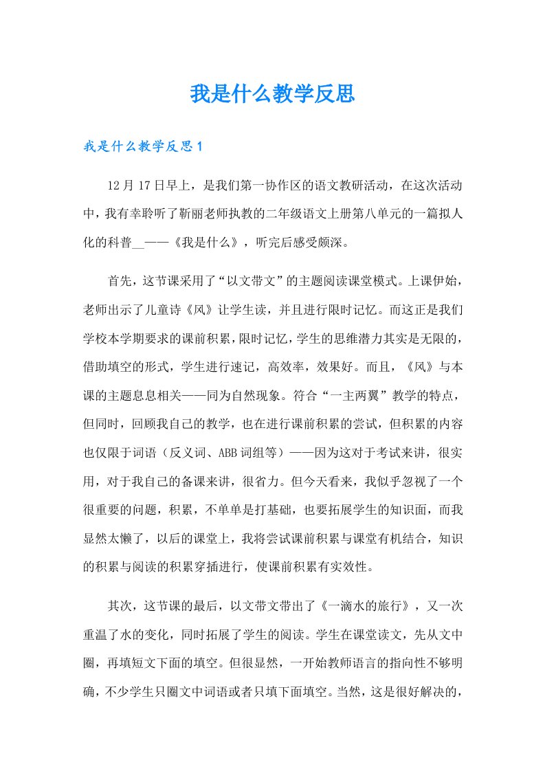 我是什么教学反思