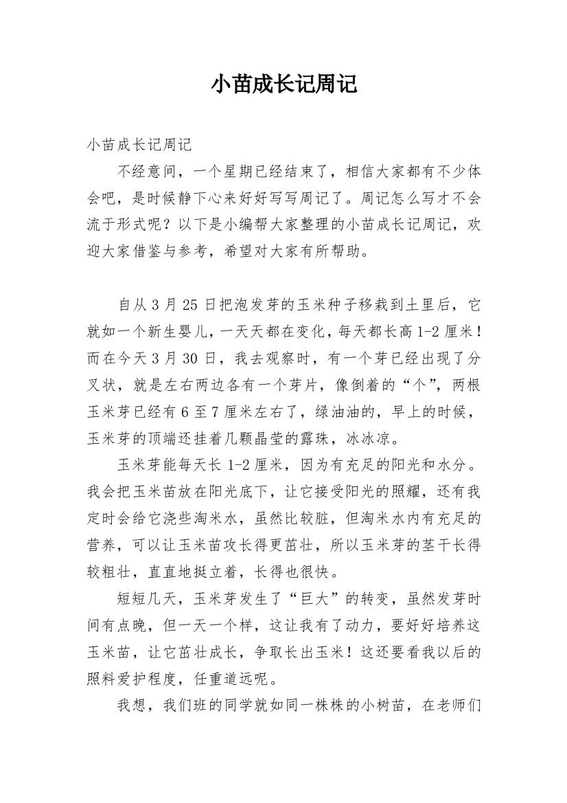 小苗成长记周记