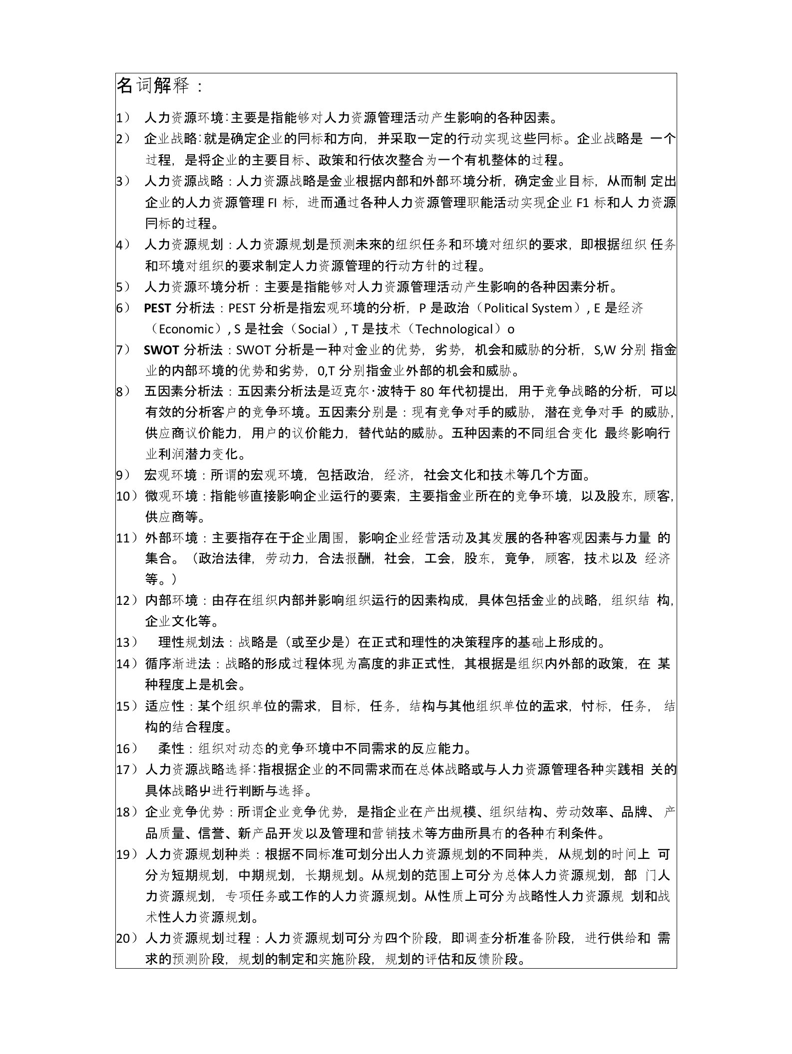 人力资源战略与规划复习题