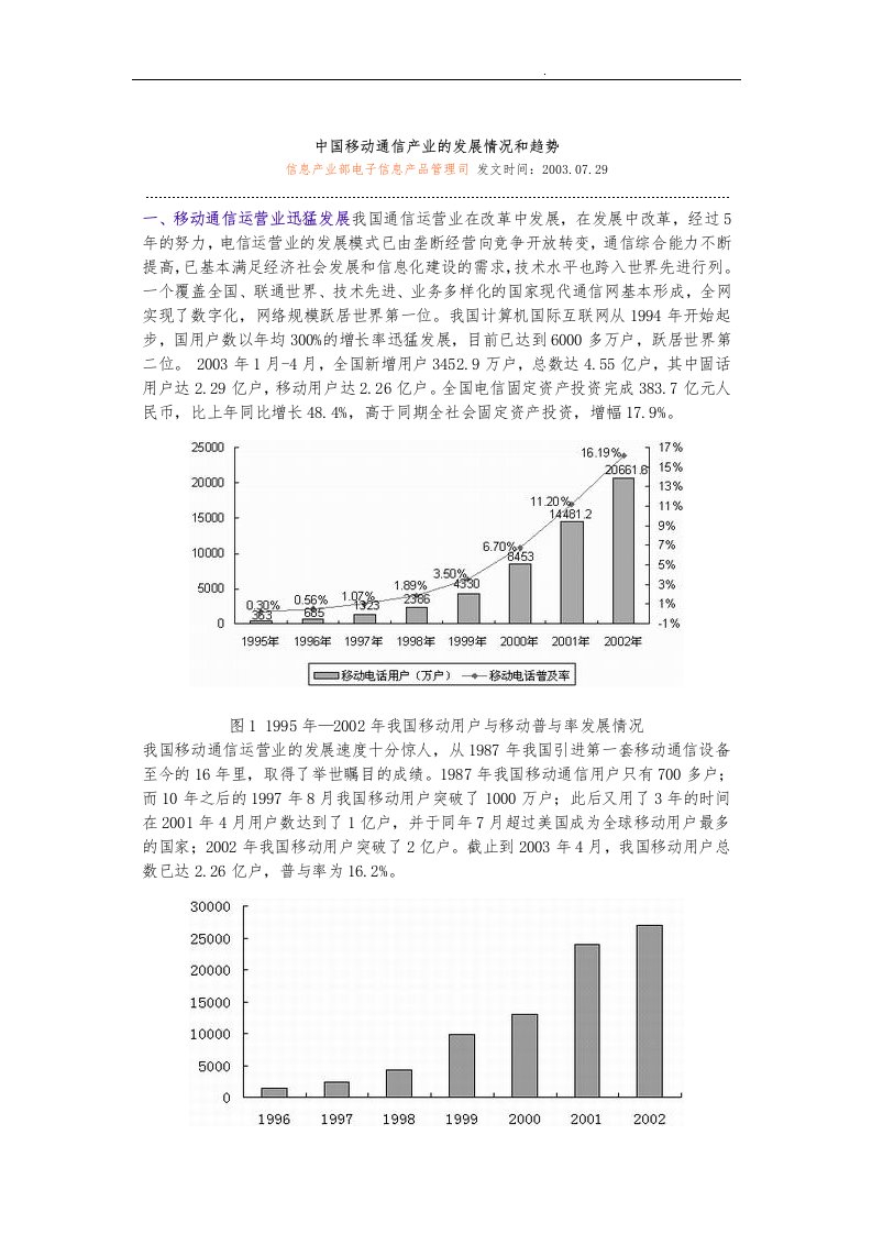 移动通信产业的发展情况与趋势分析报告模版