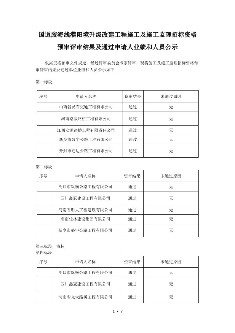 国道341胶海线濮阳境升级改建工程施工及施工监理招标资格