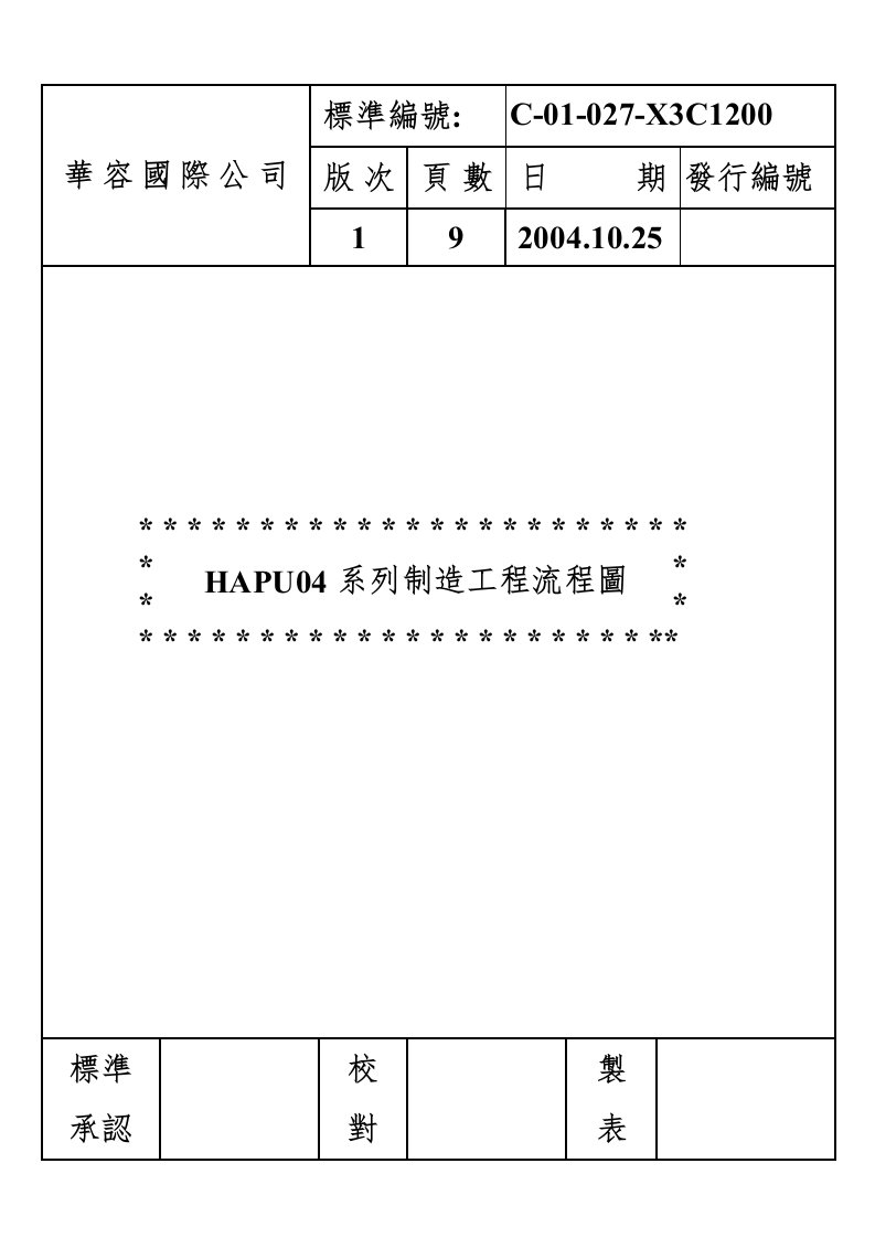 HAPU04系列制造工程流程图