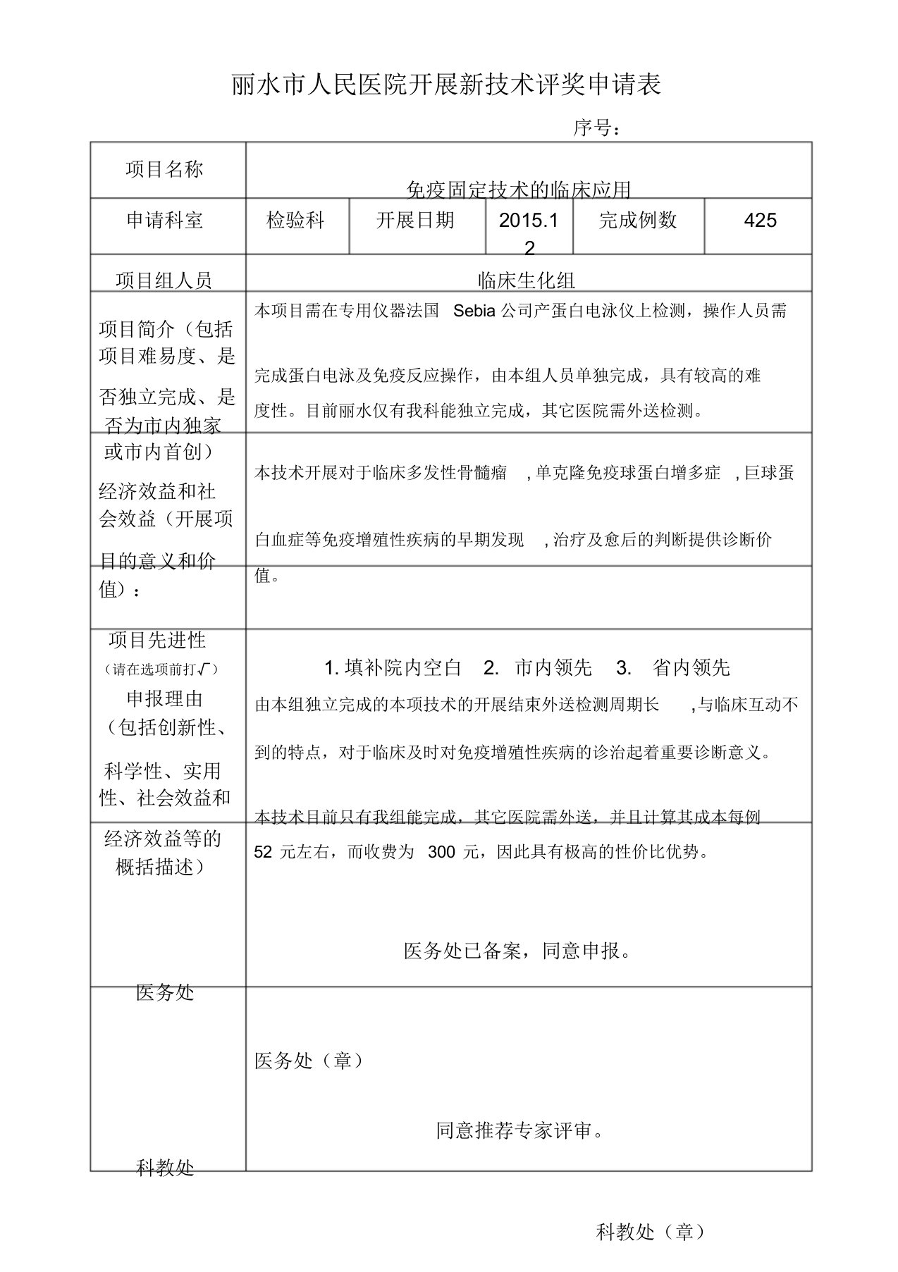 新技术申请表