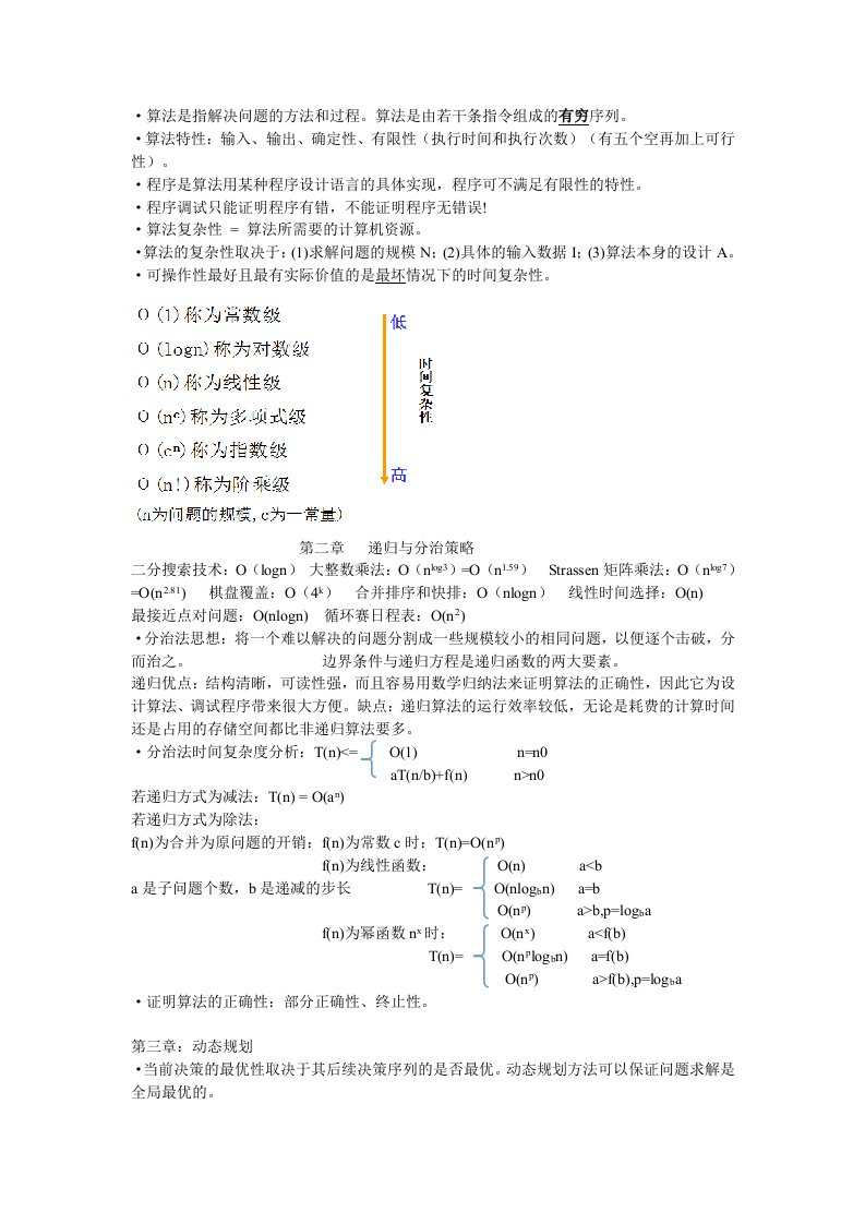 算法设计与分析复习要点