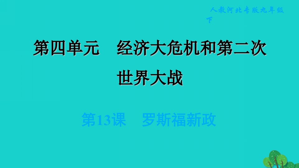 河北专版2022九年级历史下册第四单元经济大危机和第二次世界大战第13课罗斯福新政习题课件新人教版