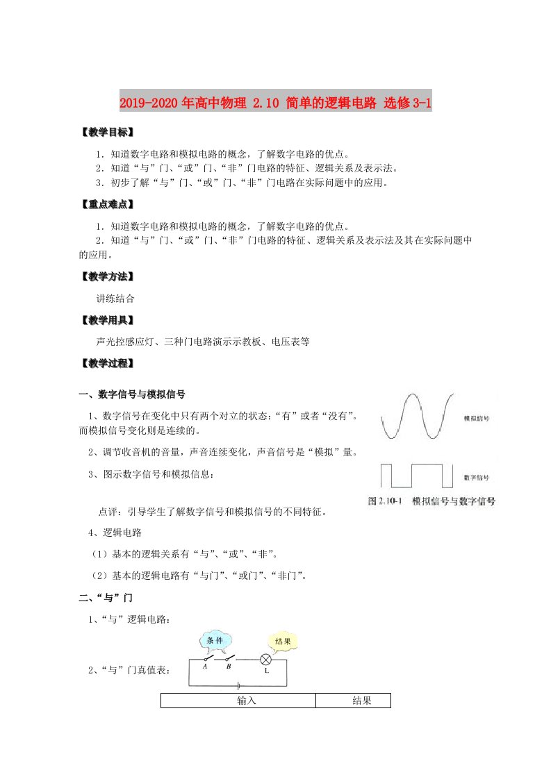 2019-2020年高中物理