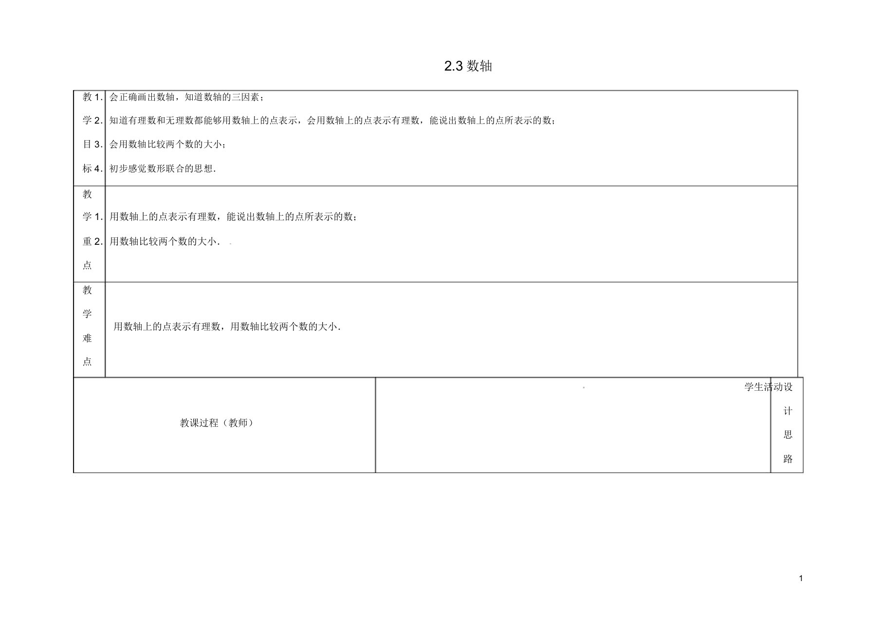 苏科初中数学七年级上册《23数轴》教案6