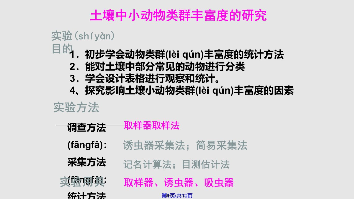 必修土壤中小动物丰富调查实用教案