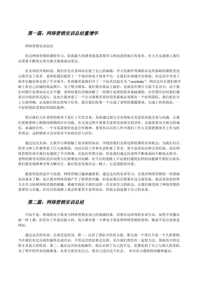 网络营销实训总结董增华[修改版]