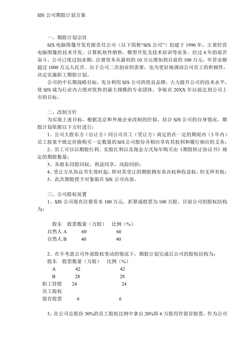 酒类资料-SJS公司期股计划方案61