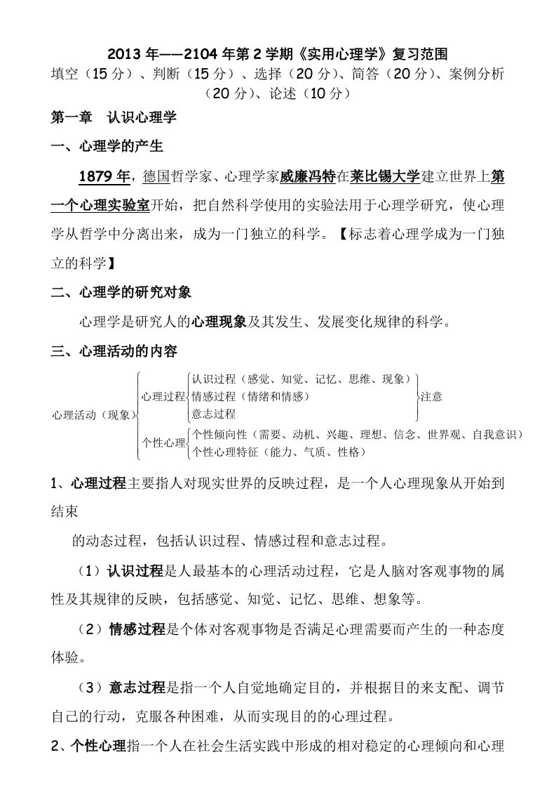 实用心理学知识点复习