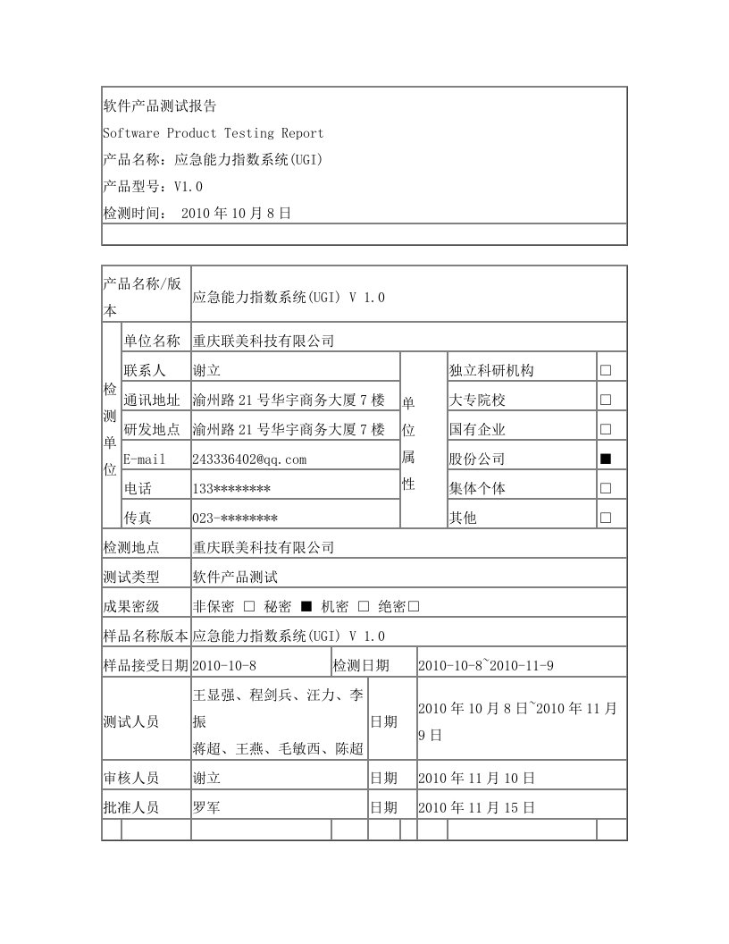 tivAAA软件产品测试报告