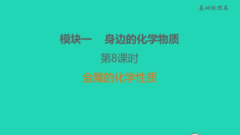 福建省2022年中考化学模块一身边的化学物质第8课时金属的化学性质练本课件