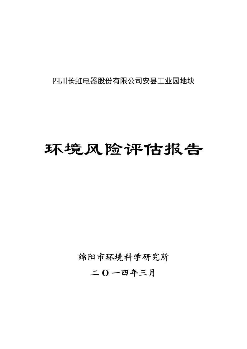 四川某工业园环境风险评估报告