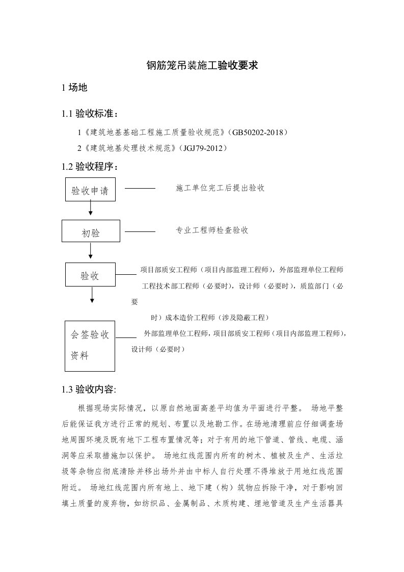 钢筋笼吊装施工验收要求