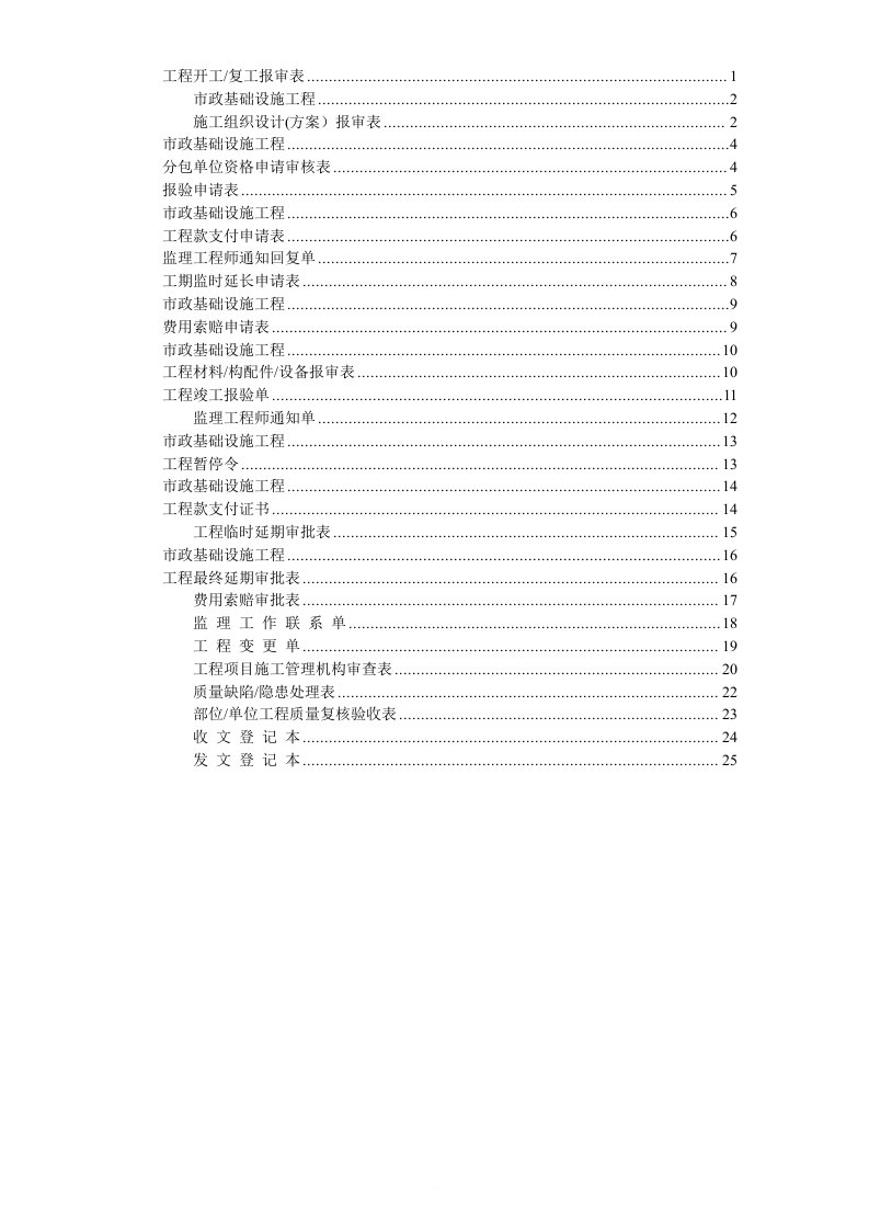 市政工程监理资料