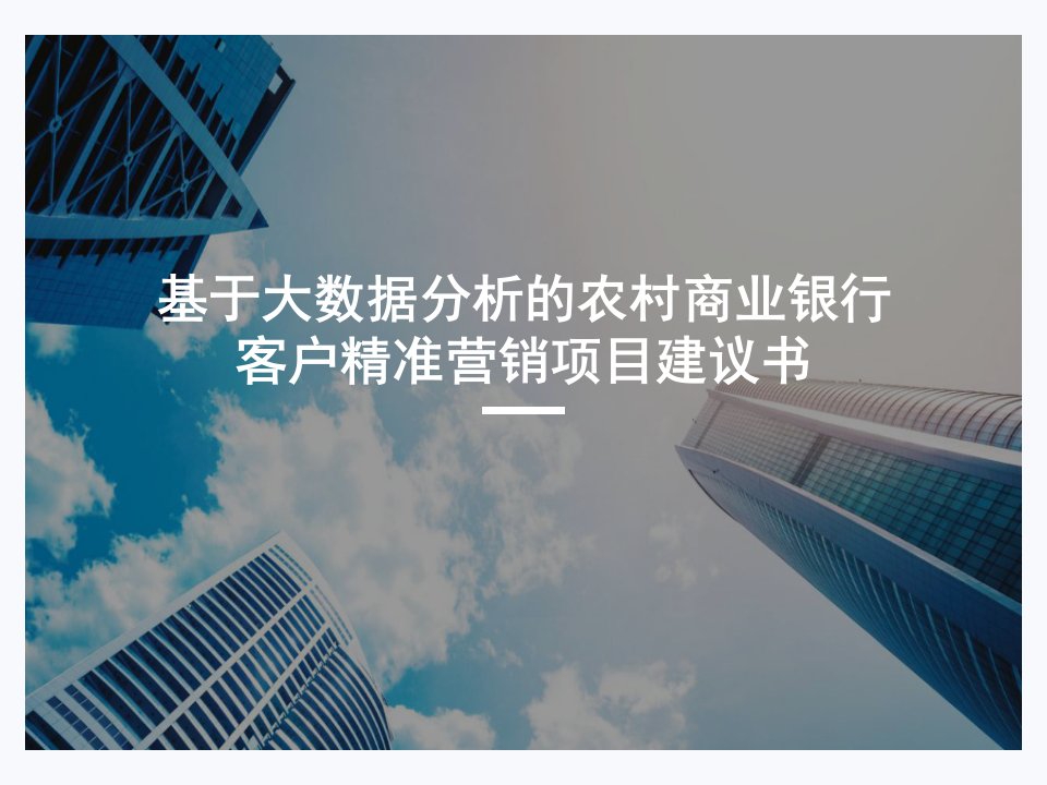 基于大数据分析的农村商业银行客户精准营销项目建议书