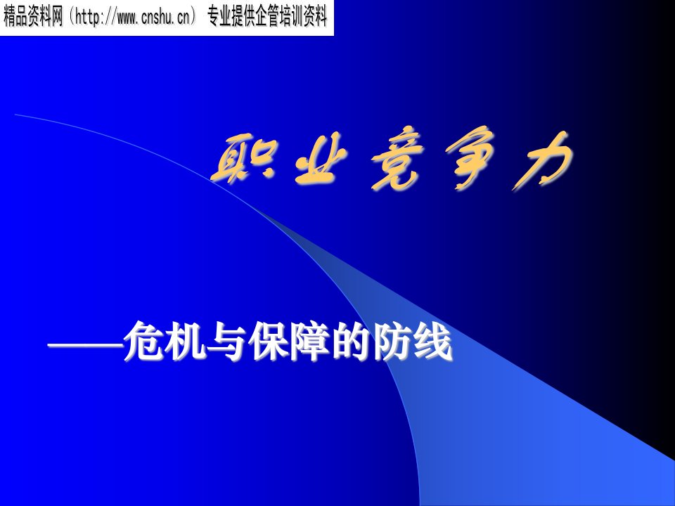 职业竞争力——危机与保障的防线（PPT73页）