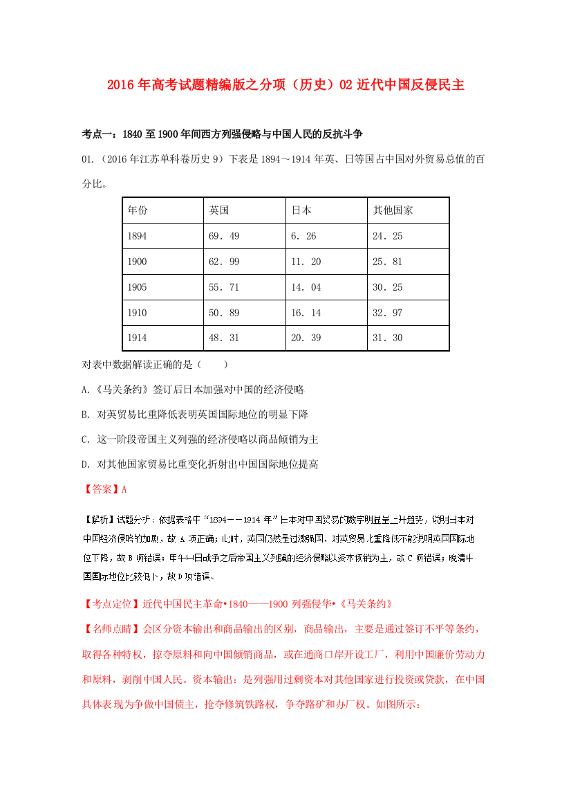 高考历史真题分类汇编