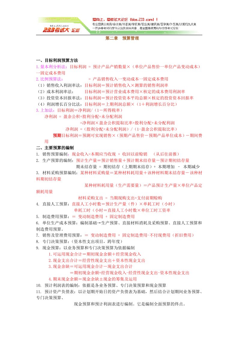 中级财务管理公式助记表考试大论坛精品系列