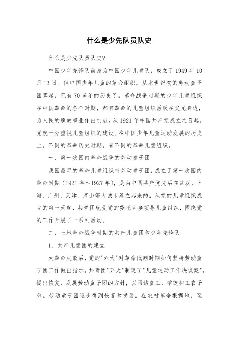 党团相关_478272_什么是少先队员队史