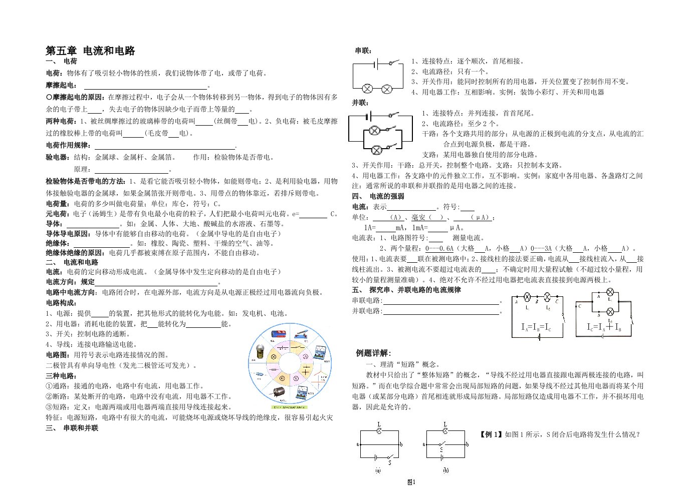 初中物理电学基础知识综合(可直接B4纸打印)